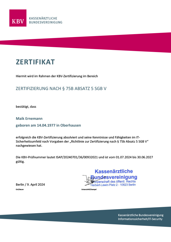 kbv zertifizierter it-dienstleister ruhrgebiet